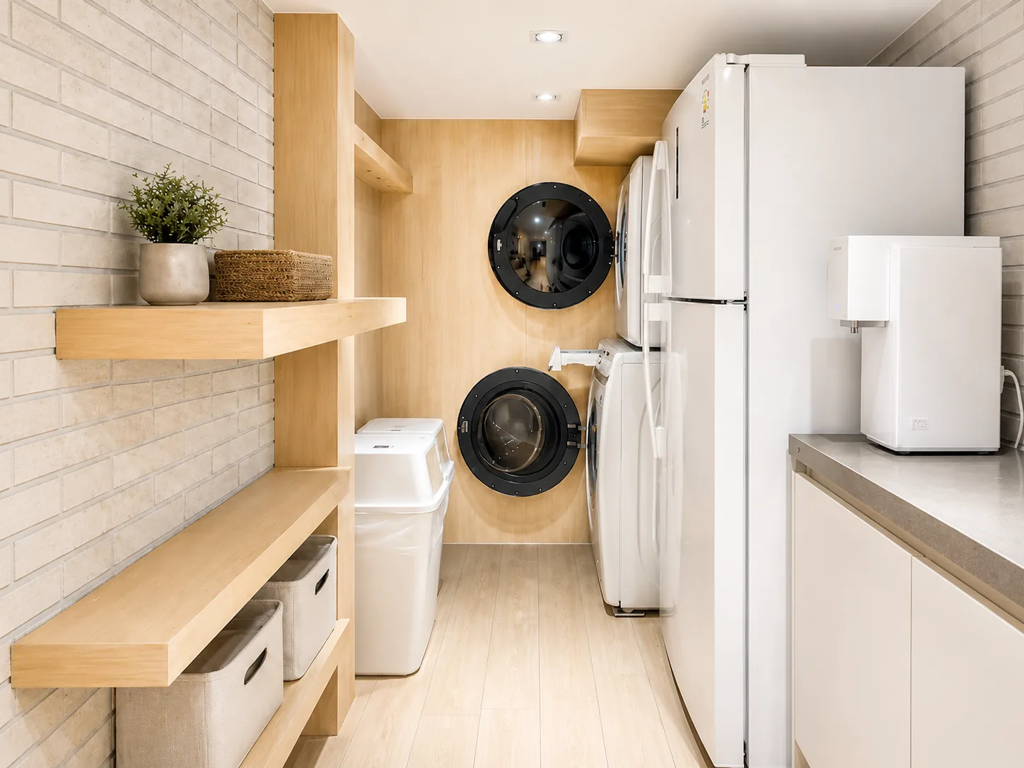 Laundry room with washers and dryers